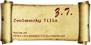 Zvolenszky Tilla névjegykártya